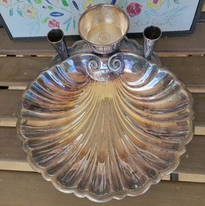 Silver Plated Shell Shrimp Serving Bowl/Offering Bowl